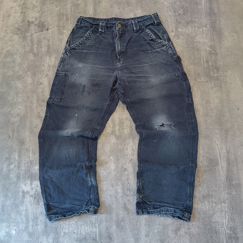 VTG Y2K 2000's 00's Carhartt Carpenter Trashed Pants Baggy Relax Fit Wide Legged